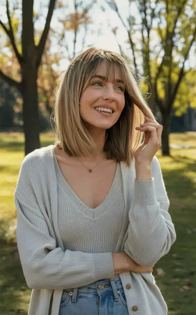 Mittellanger Bob mit Pony – 16 stilvolle Ideen für deinen neuen Look