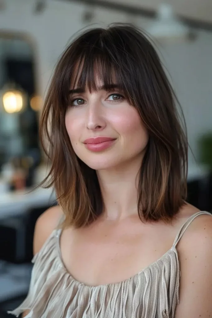 16 Ideen für Schulterlange Haare mit Pony – Trendlooks 2025